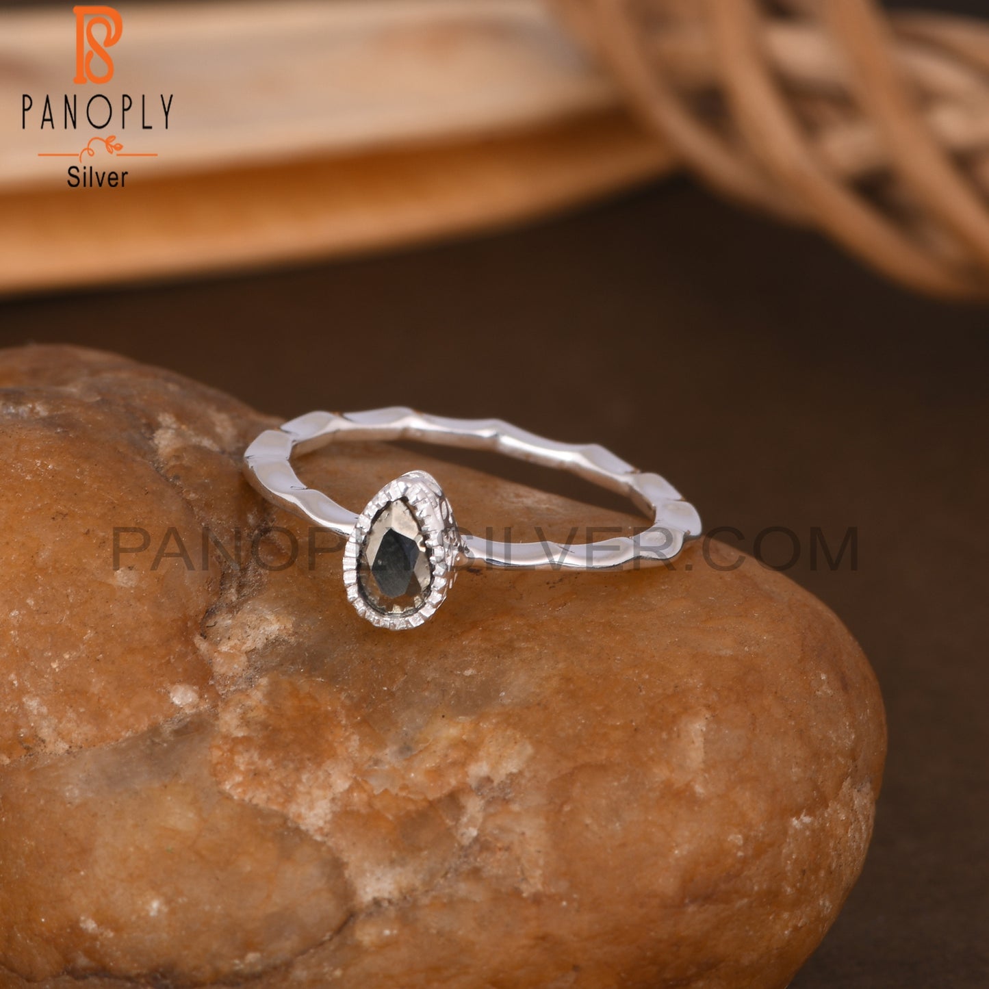 Pyrite Pear Shape 925 Sterling Silver Ring