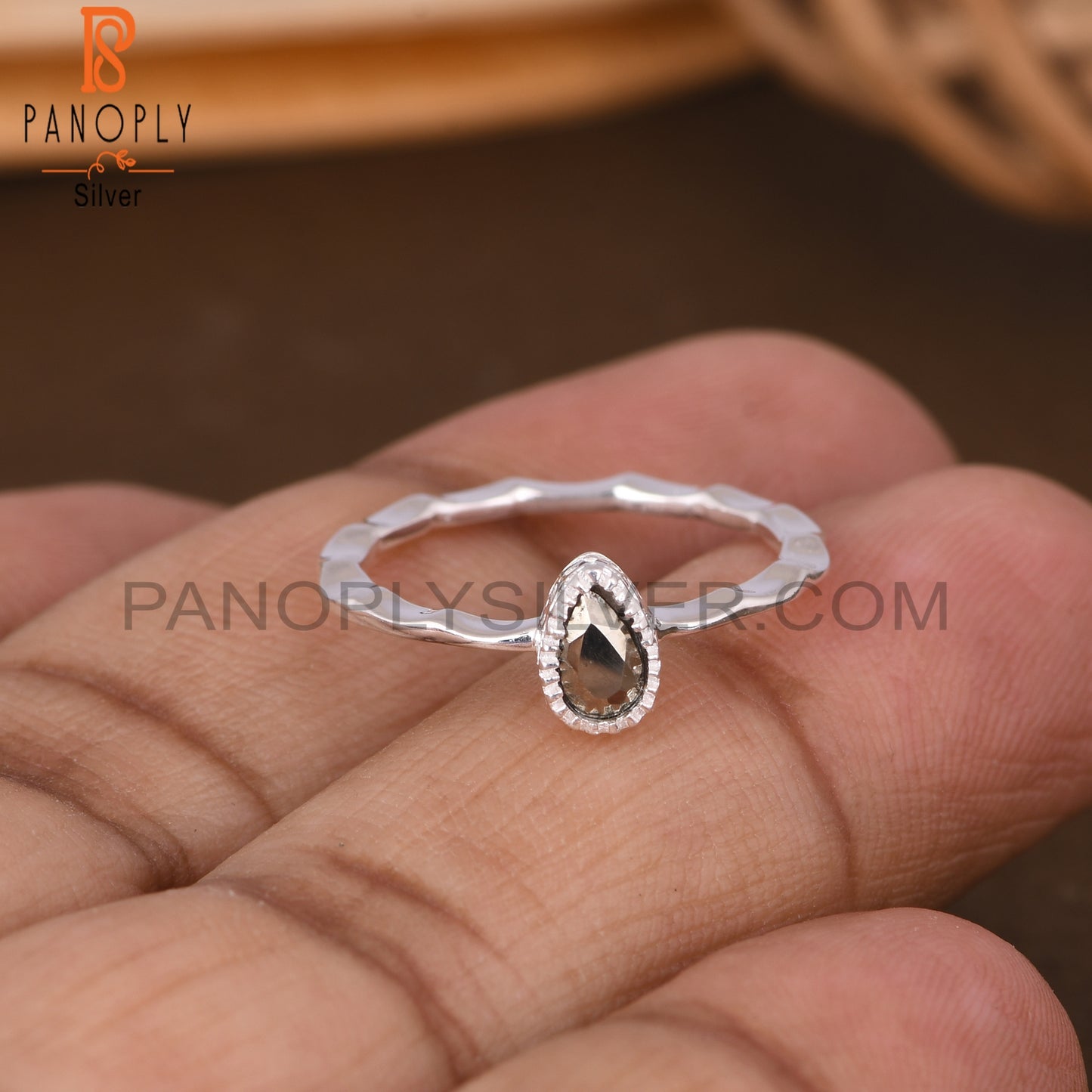 Pyrite Pear Shape 925 Sterling Silver Ring
