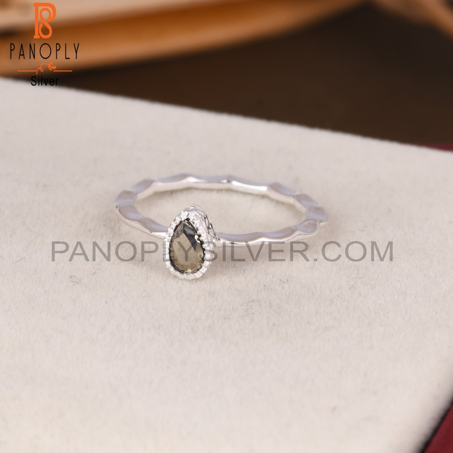 Pyrite Pear Shape 925 Sterling Silver Ring