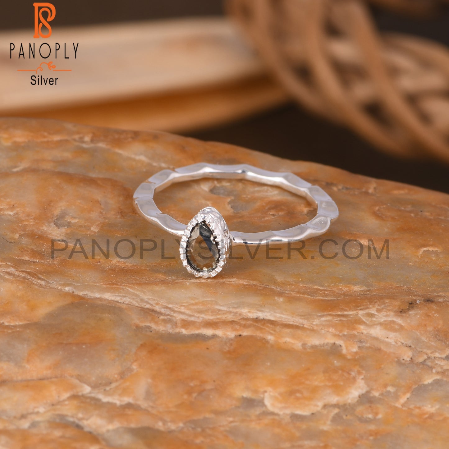 Pyrite Pear Shape 925 Sterling Silver Ring