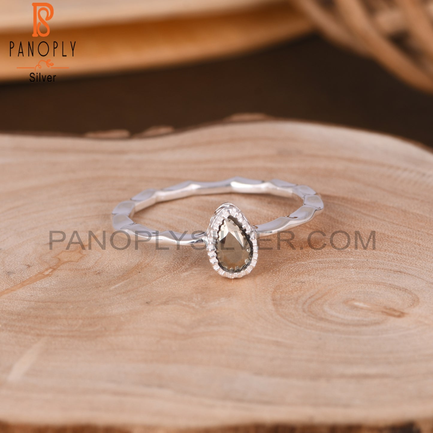 Pyrite Pear Shape 925 Sterling Silver Ring