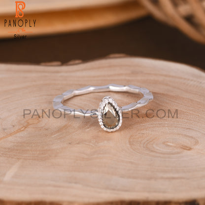 Pyrite Pear Shape 925 Sterling Silver Ring