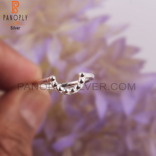 Handmade 925 Sterling Silver Half Moon Ring