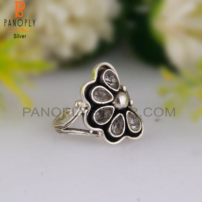 Crystal Quartz Stone Pear Shape 925 Sterling Silver Ring