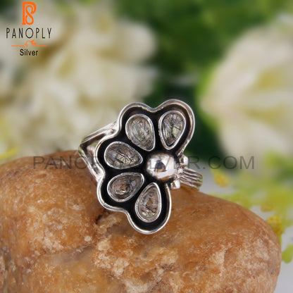 Crystal Quartz Stone Pear Shape 925 Sterling Silver Ring