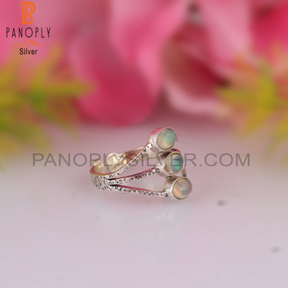 Ethiopian Opal Oval 925 Sterling Silver Lightweight Ring