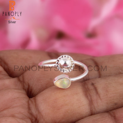 Ethiopian Opal Gemstone Pear Shape 925 Sterling Silver Ring