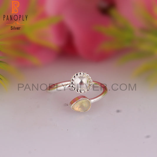 Ethiopian Opal Gemstone Pear Shape 925 Sterling Silver Ring