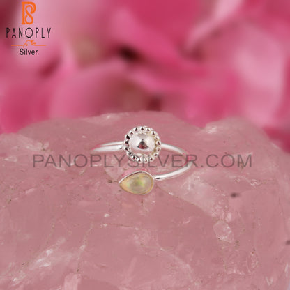 Ethiopian Opal Gemstone Pear Shape 925 Sterling Silver Ring