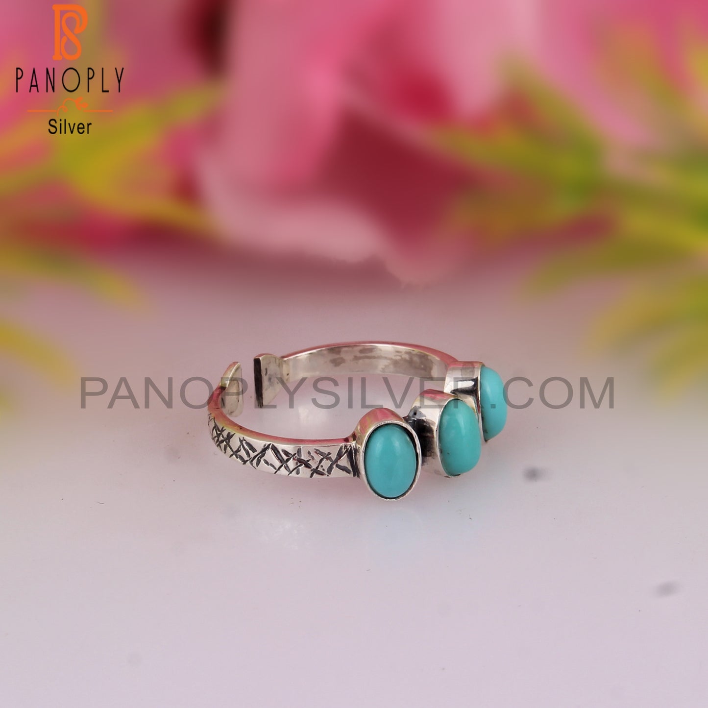 Hypoallergenic Arizona Turquoise Oval Shape 925 Silver Ring