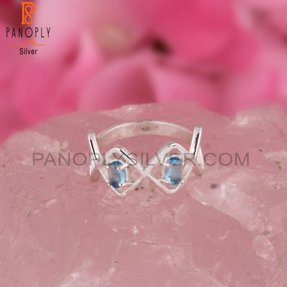 Blue Topaz Oval Shape 925 Sterling Silver Wedding Ring