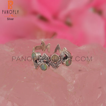 Dainty Ethiopian Opal Round Sterling Silver Ring