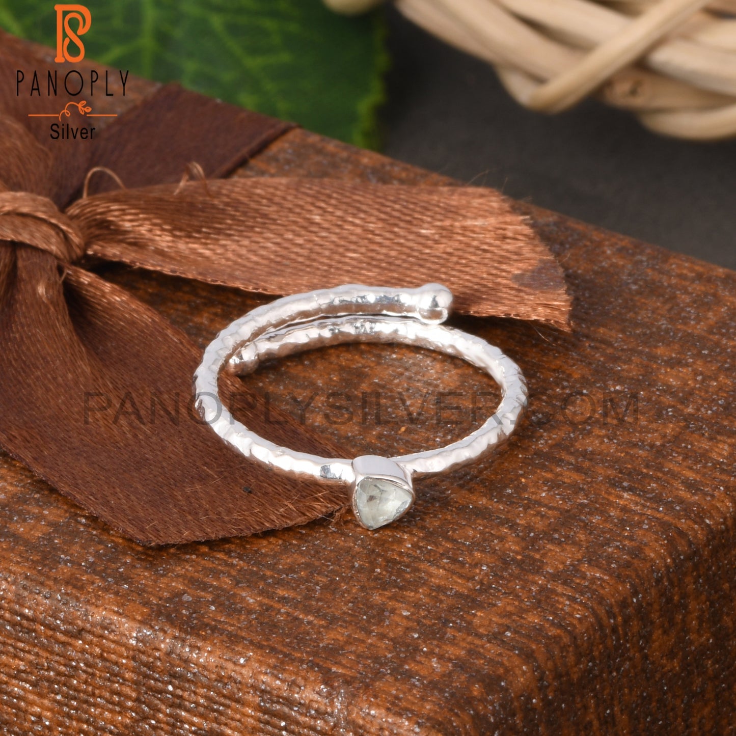 Aquamarine Trillion Shape 925 Sterling Silver Ring