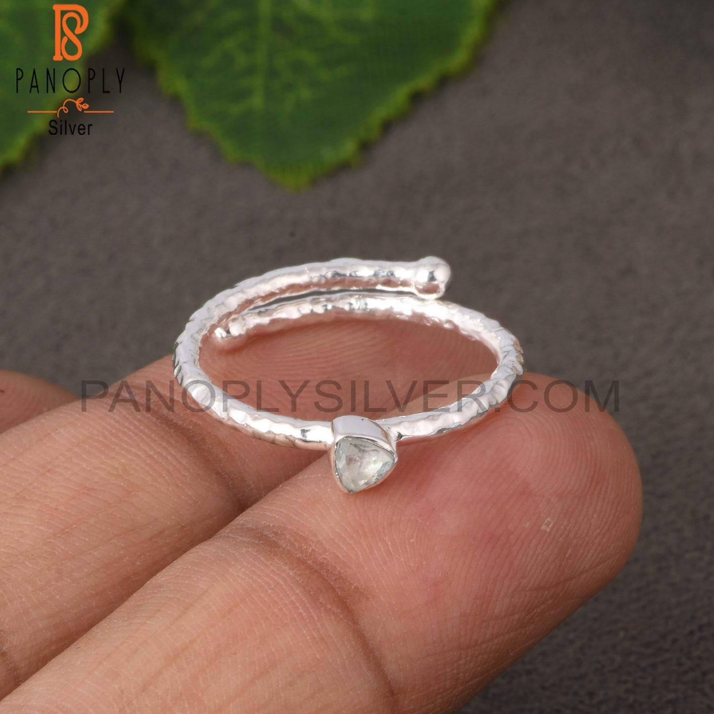 Aquamarine Trillion Shape 925 Sterling Silver Ring