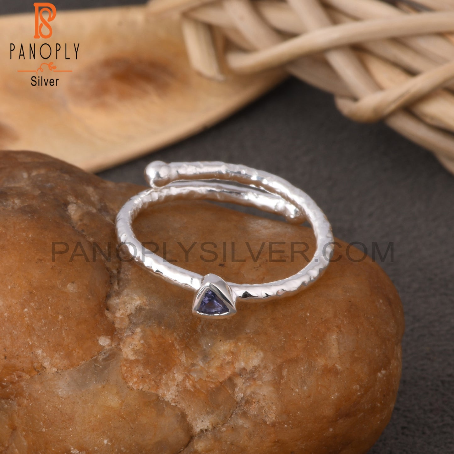 Iolite Trillion Shape 925 Sterling Silver Ring
