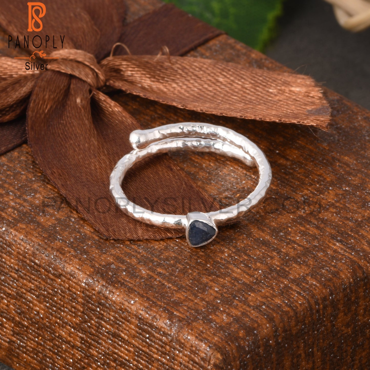 Blue Sapphire Trillion Shape 925 Sterling Silver Ring