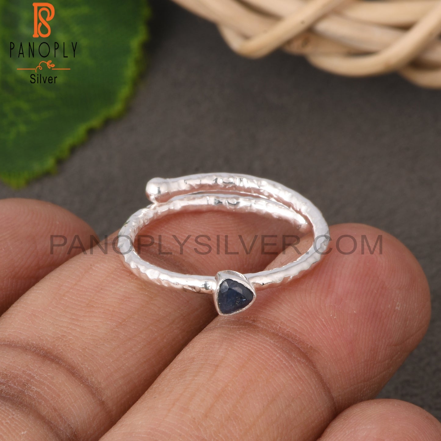 Blue Sapphire Trillion Shape 925 Sterling Silver Ring