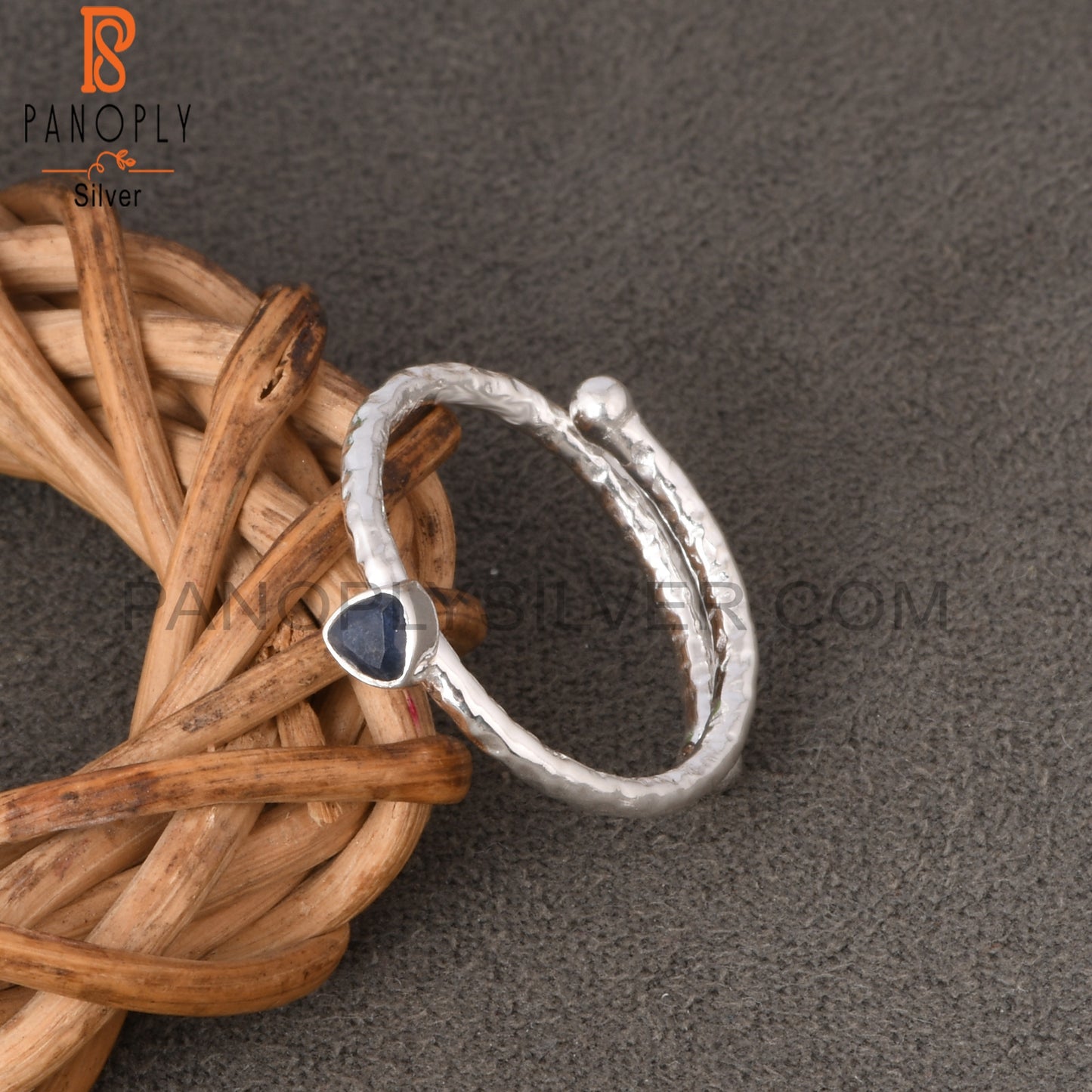 Blue Sapphire Trillion Shape 925 Sterling Silver Ring
