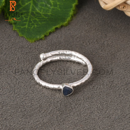 Blue Sapphire Trillion Shape 925 Sterling Silver Ring