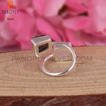 Moldavite & Rainbow Moonstone 925 Sterling Silver Ring