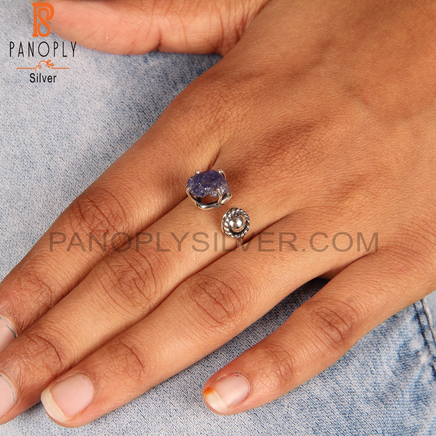 Tanzanite 925 Sterling Silver Open Ring