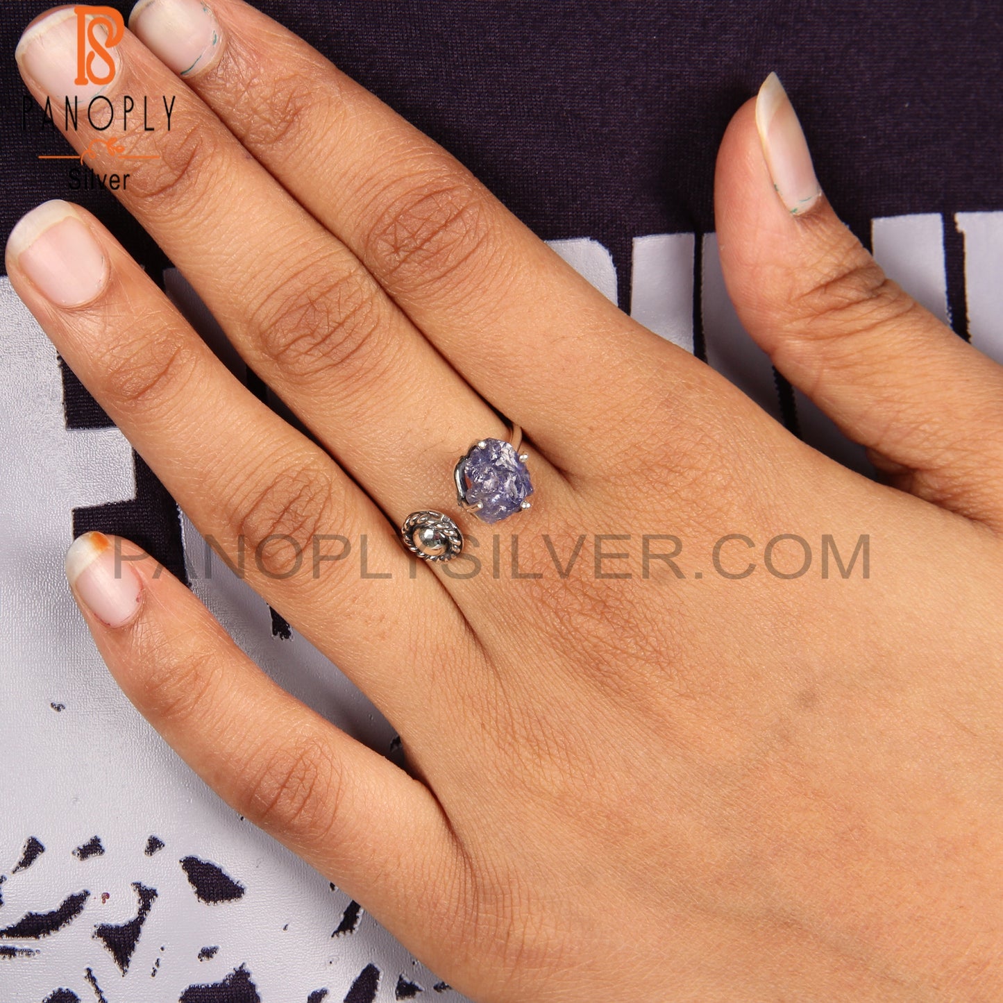 Tanzanite 925 Sterling Silver Open Ring