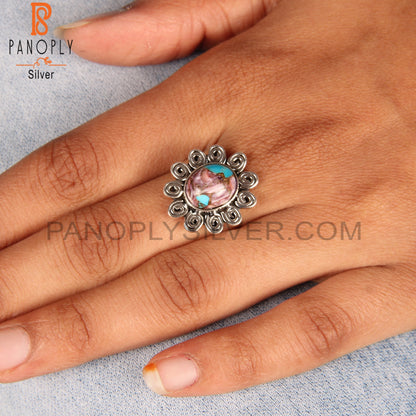 Mojave Copper Purple Oyster Turquoise Silver Boho Ring