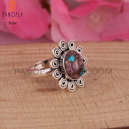 Mojave Copper Purple Oyster Turquoise Silver Boho Ring