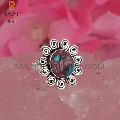 Mojave Copper Purple Oyster Turquoise Silver Boho Ring