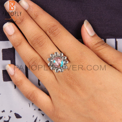 Mojave Copper Purple Oyster Turquoise Silver Boho Ring