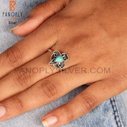 Casual Arizona Turquoise Pear Shape 925 Sterling Silver Ring