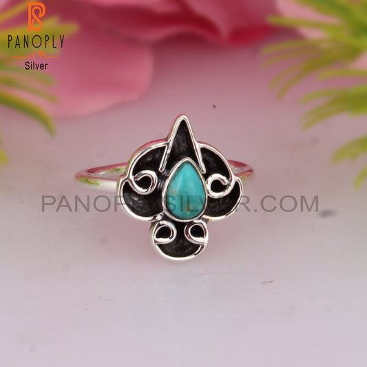 Casual Arizona Turquoise Pear Shape 925 Sterling Silver Ring