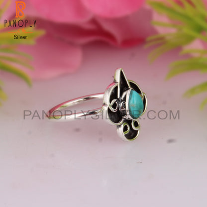 Casual Arizona Turquoise Pear Shape 925 Sterling Silver Ring