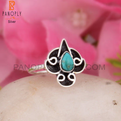 Casual Arizona Turquoise Pear Shape 925 Sterling Silver Ring