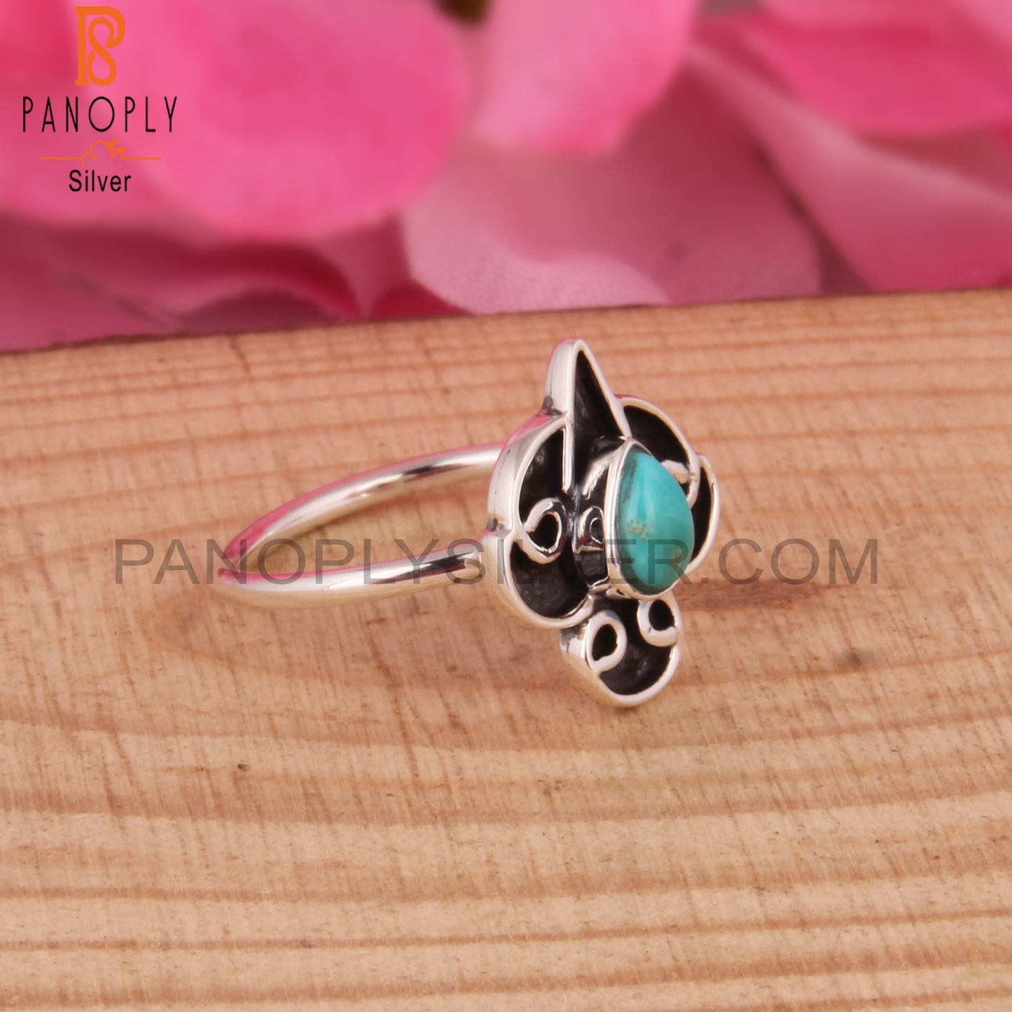 Casual Arizona Turquoise Pear Shape 925 Sterling Silver Ring