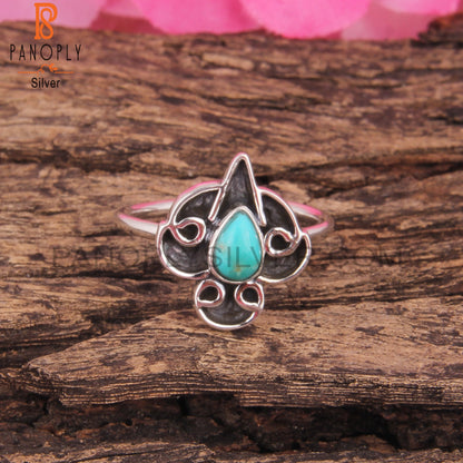 Casual Arizona Turquoise Pear Shape 925 Sterling Silver Ring