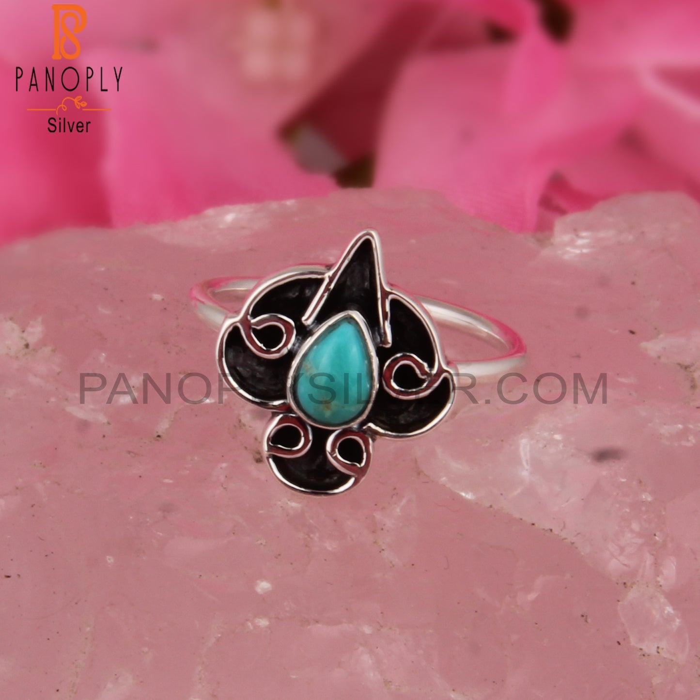 Casual Arizona Turquoise Pear Shape 925 Sterling Silver Ring