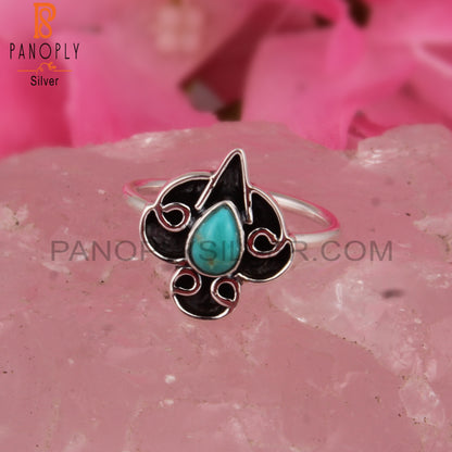 Casual Arizona Turquoise Pear Shape 925 Sterling Silver Ring