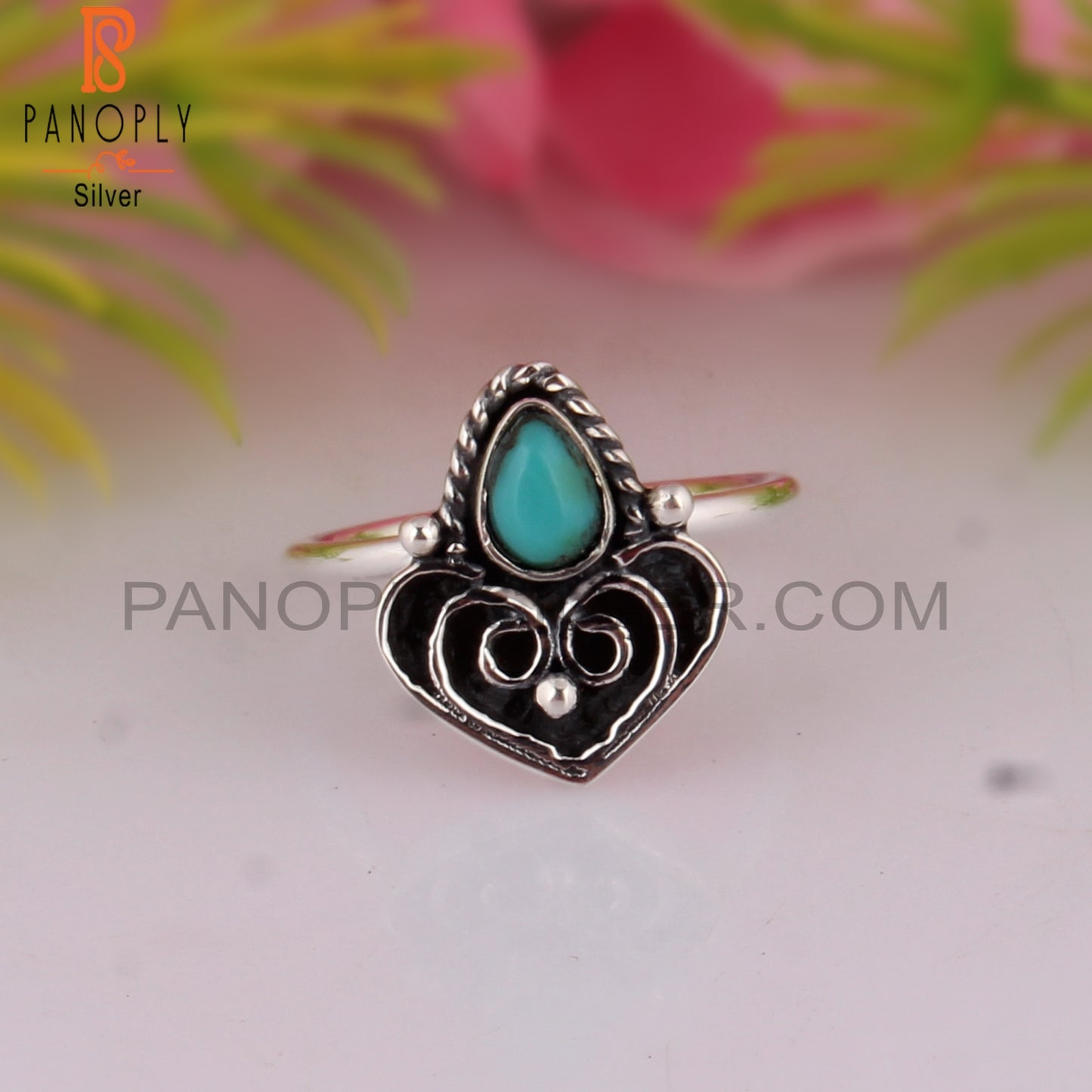 Arizona Turquoise Pear Shape 925 Sterling Silver Boho Ring