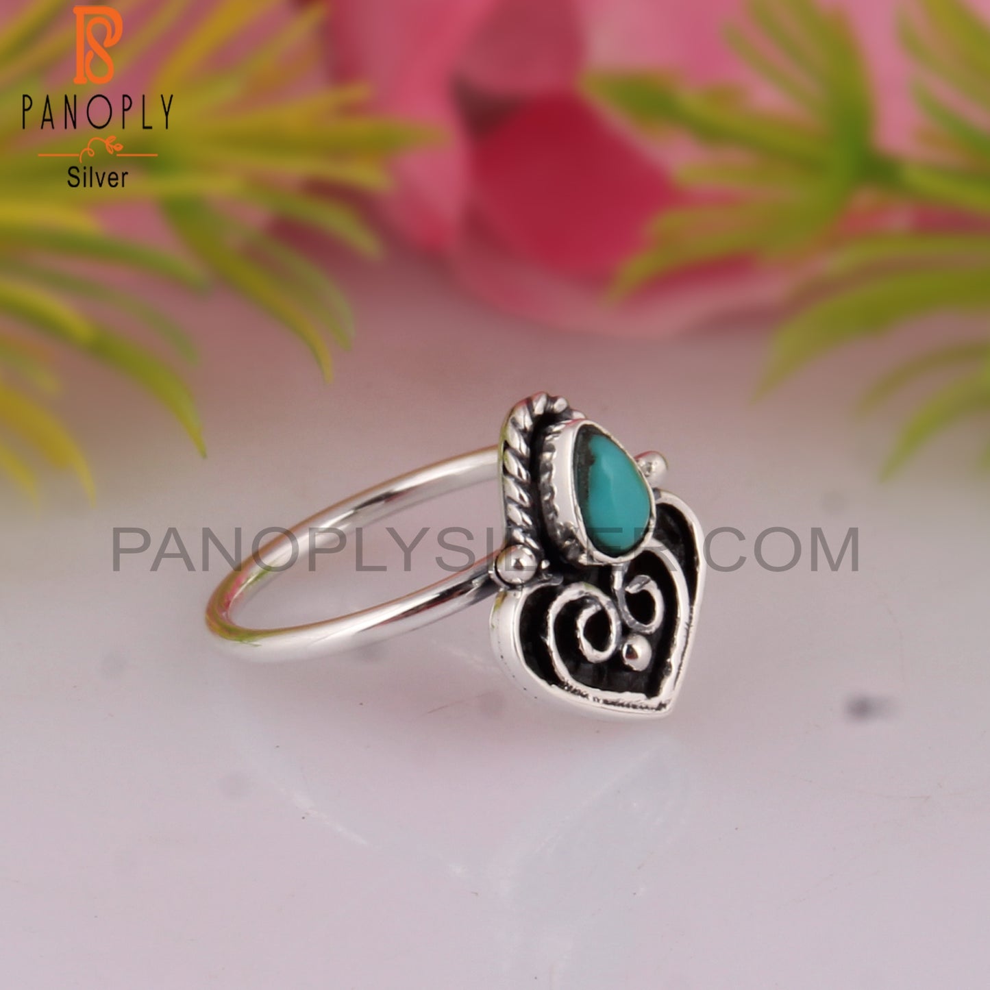 Arizona Turquoise Pear Shape 925 Sterling Silver Boho Ring