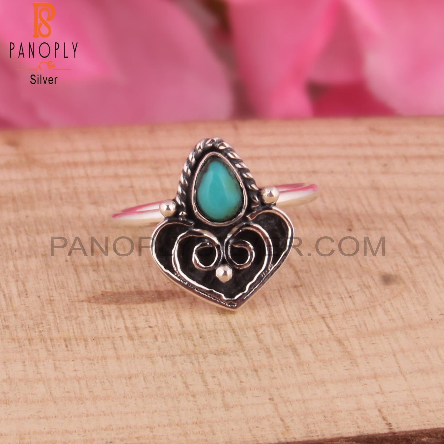 Arizona Turquoise Pear Shape 925 Sterling Silver Boho Ring