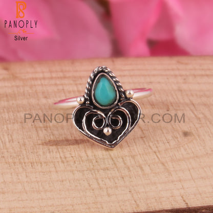 Arizona Turquoise Pear Shape 925 Sterling Silver Boho Ring