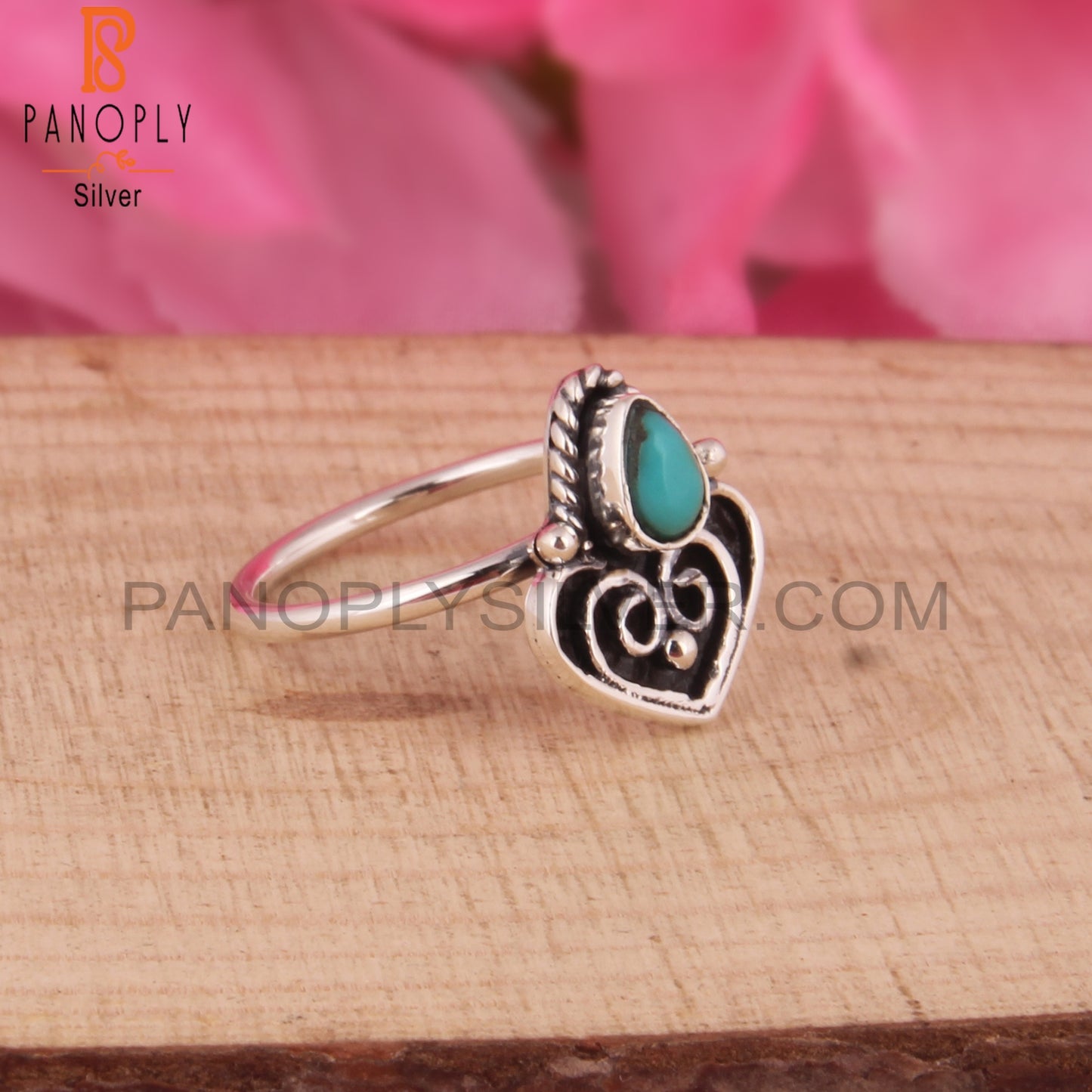 Arizona Turquoise Pear Shape 925 Sterling Silver Boho Ring