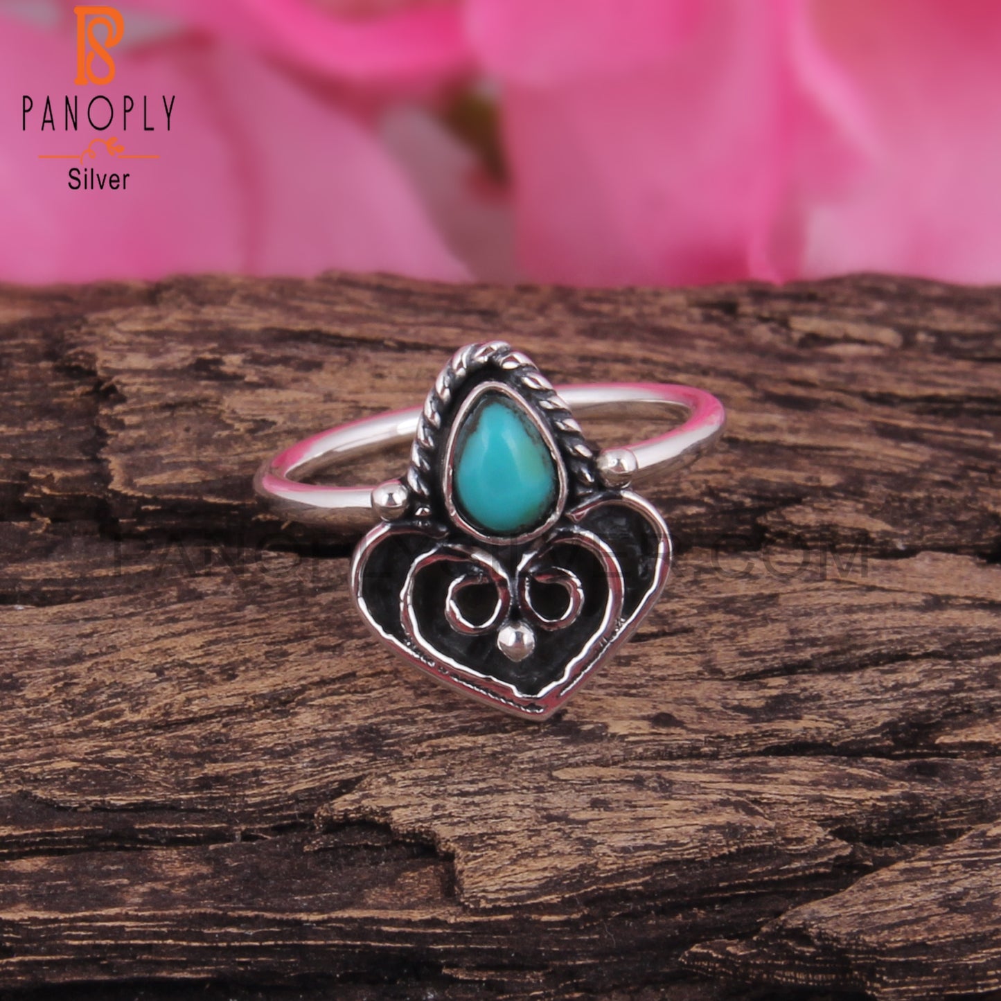 Arizona Turquoise Pear Shape 925 Sterling Silver Boho Ring