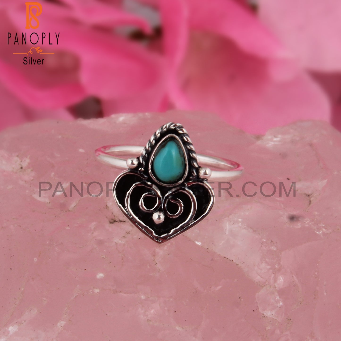 Arizona Turquoise Pear Shape 925 Sterling Silver Boho Ring