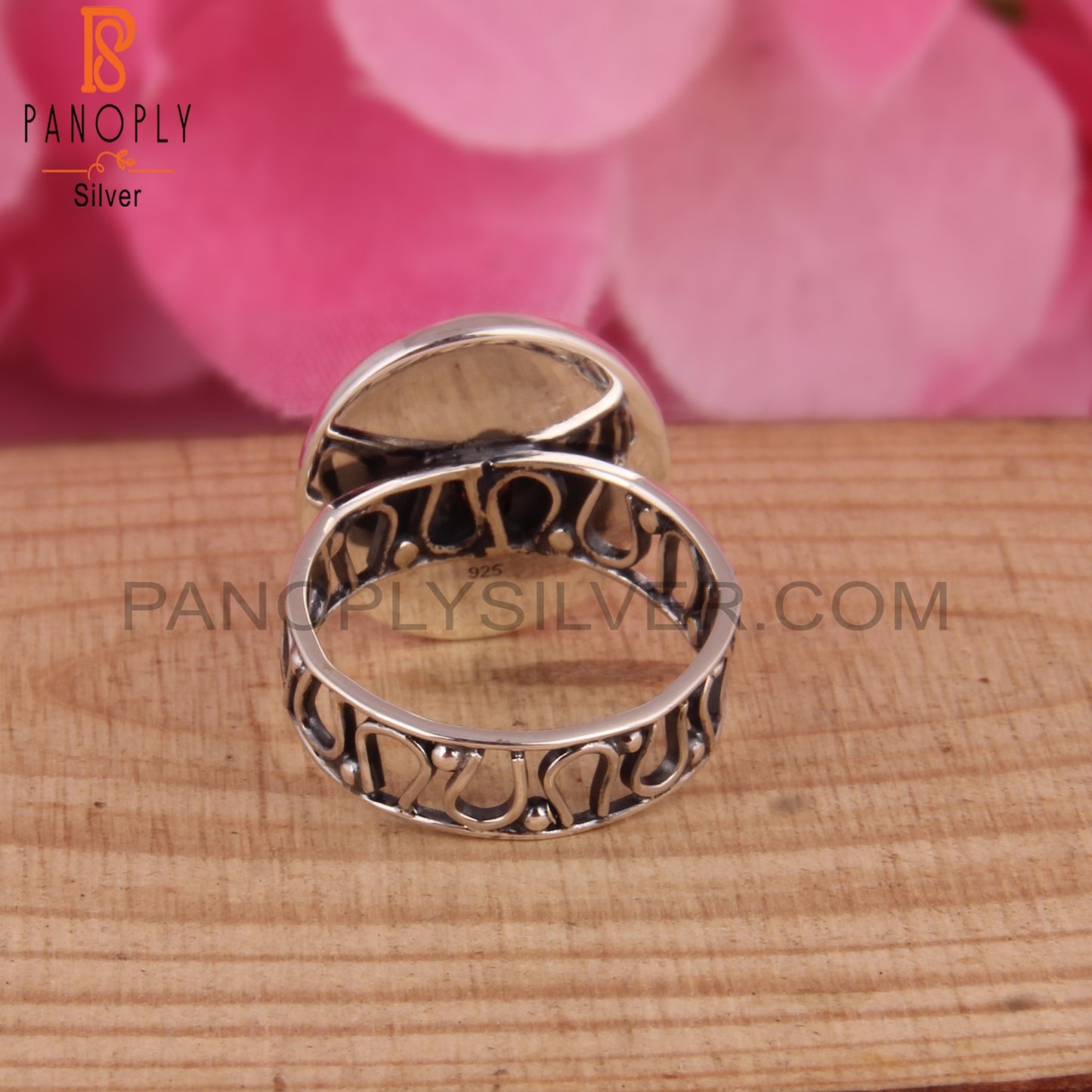 Ethiopian Opal 925 Sterling Silver Stamp Anniversary Ring