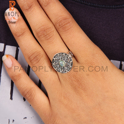 Ethiopian Opal 925 Sterling Silver Stamp Anniversary Ring