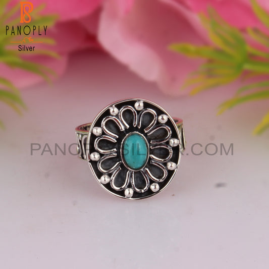 Arizona Turquoise Oval Sterling Silver Ring For Gift