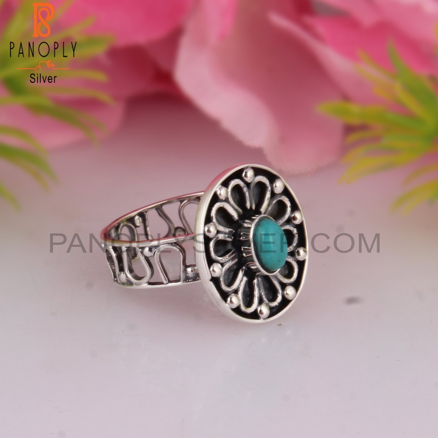 Arizona Turquoise Oval Sterling Silver Ring For Gift