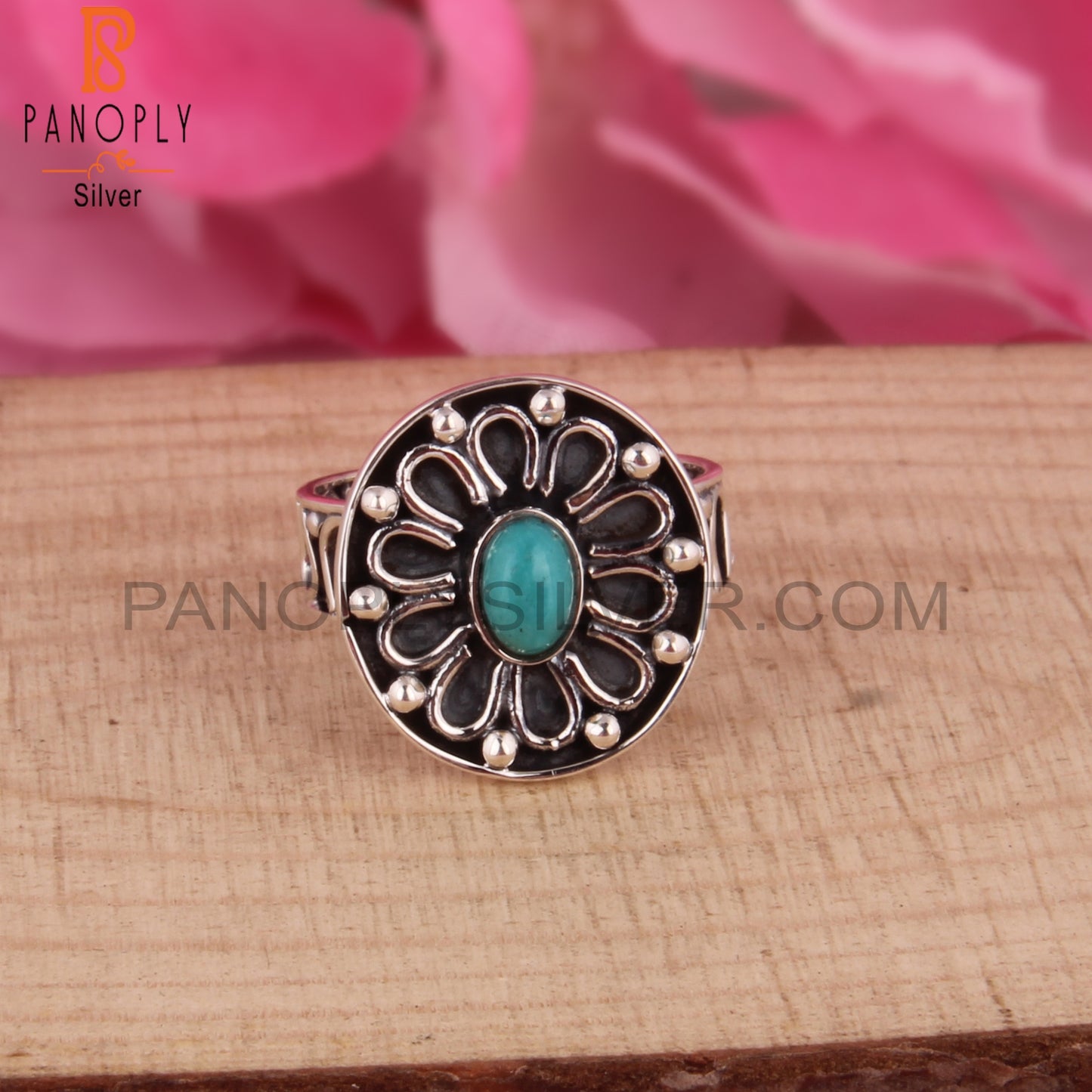 Arizona Turquoise Oval Sterling Silver Ring For Gift